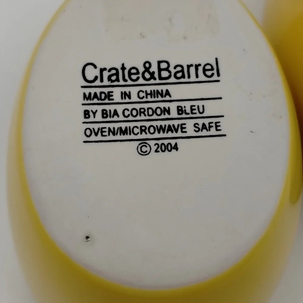 Crate & Barrel Egg Cups Easter Yellow Ceramic Small Cups
